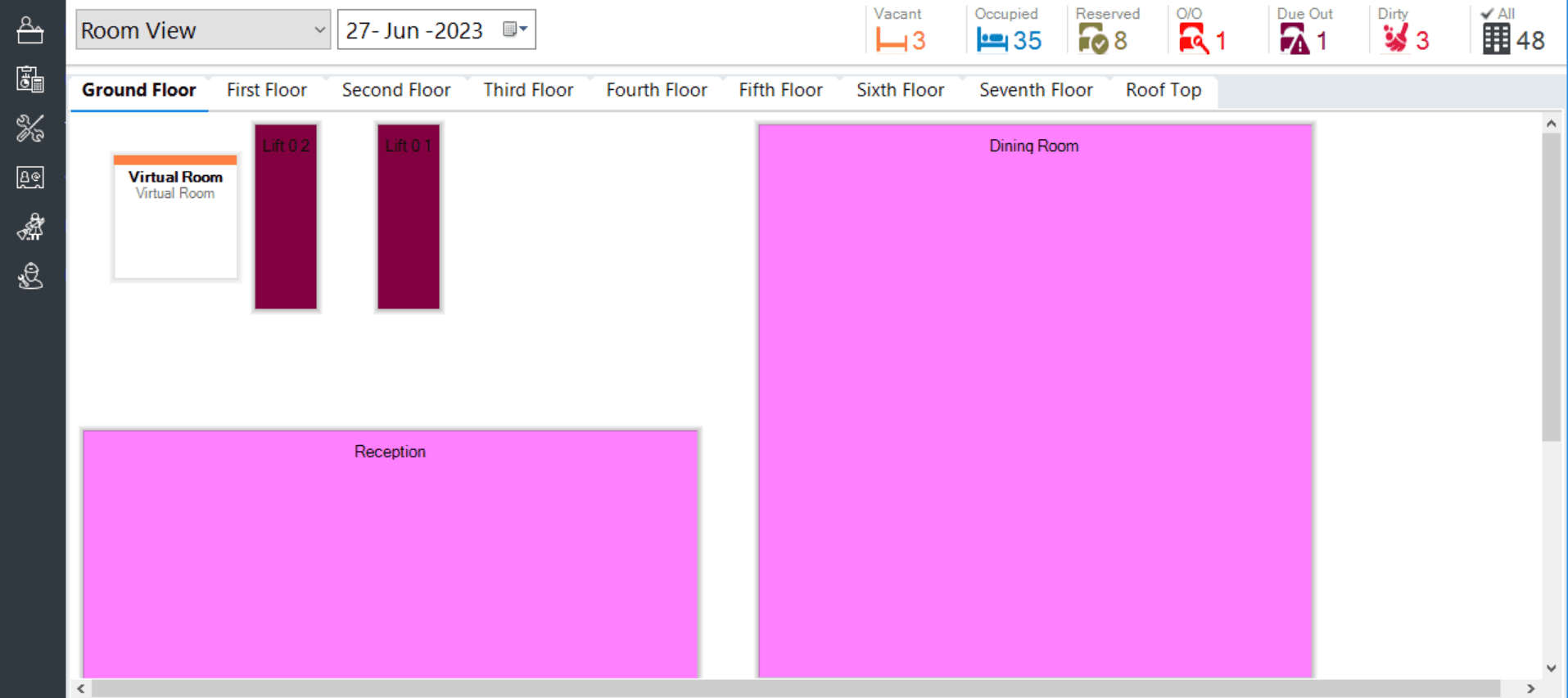 eZee FrontDesk Screen 1