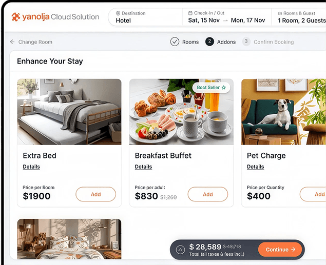 eZee Online Reservation — Main Dashboard UI Mockup