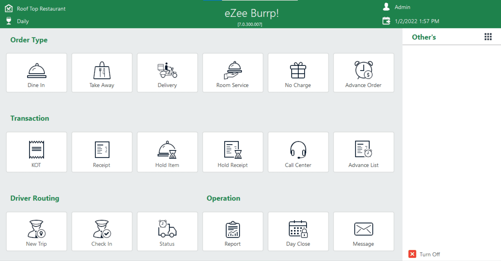 eZee BurrP — Main Dashboard UI Mockup